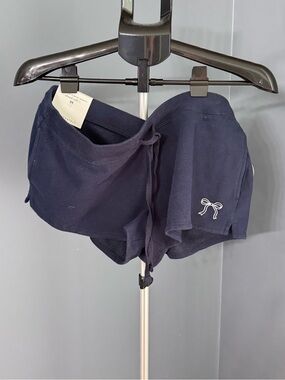 Aeropostale Navy Bow-Embroidered Athletic Lounge Shorts